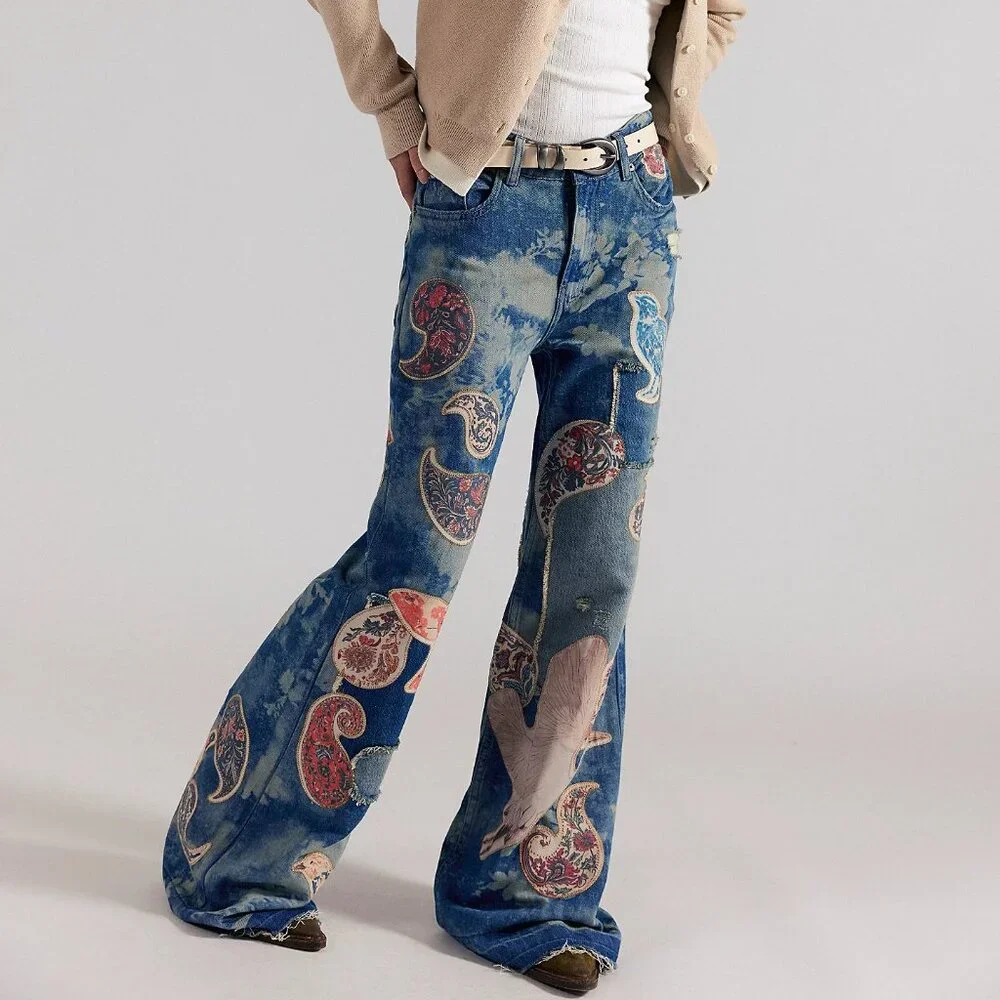 Free People We The Free Flying High Patched Jeans NWT $348 - Picture 3 of 3